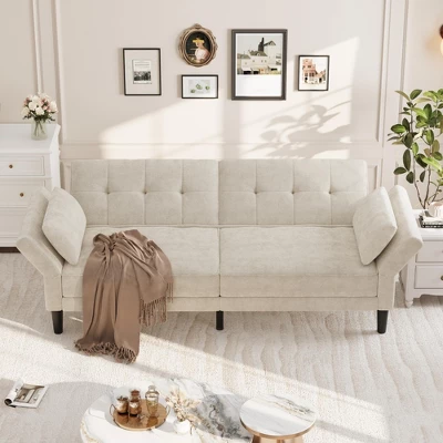 89" Futon Sofa Bed, Convertible Sleeper Sofa With Adjustable Backrest & Armrest, Modern Loveseat Sleeper 7 89" Futon Sofa Bed, Convertible Sleeper Sofa With Adjustable Backrest & Armrest, Modern Loveseat Sleeper - Image 5