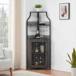 Corner Wine Bar Rack Cabinet With Detachable Wine Rack, Bar Cabinet With Glass Holder 25 Corner Wine Bar Rack Cabinet With Detachable Wine Rack, Bar Cabinet With Glass Holder -House Beautiful GUEST 432c3aa2 3107 4031 8ed9 8dd5d77ed497