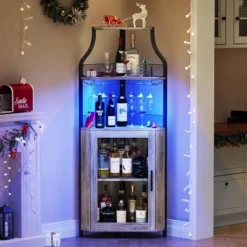 Corner Bar Cabinet With LED Lights, Wine Bar Cabinet With Adjustable Shelf And Glass Holder 9 Corner Bar Cabinet With LED Lights, Wine Bar Cabinet With Adjustable Shelf And Glass Holder -House Beautiful GUEST 439142bb fe9a 4126 9ff3 d8c6ba4be03f