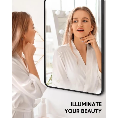 Jojoka Black Metal Framed Bathroom Mirror For Wall - 24X36 Inch Rounded Rectangle Matte Vanity Bathroom Mirror Farmhouse 3 Jojoka Black Metal Framed Bathroom Mirror For Wall - 24X36 Inch Rounded Rectangle Matte Vanity Bathroom Mirror Farmhouse