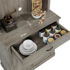 Kitchen Pantry Cabinet, 71" Tall Kitchen Hutch Storage Pantry With Microwave Stand, Freestanding Buffet With Shelves And Glass Doors -House Beautiful GUEST 447d6ea7 f07a 43b0 a1e5 48e25b6e9c8d