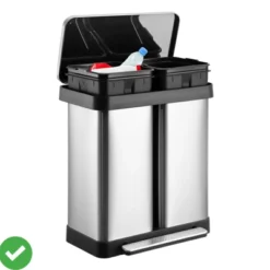 16 Gallon Dual Trash Can 30L+30L Stainless Steel Soft Close Dual Garbage & Recycle Bin -House Beautiful GUEST 44bae71e faf5 43ea 9631 b128335d61f6