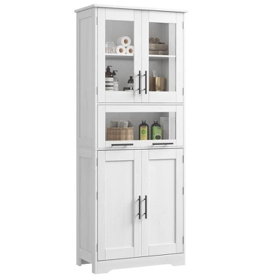 Pantry Cabinet, Tall Bathroom Storage Cabinet With Glass Doors And Adjustable Shelf 10 Pantry Cabinet, Tall Bathroom Storage Cabinet With Glass Doors And Adjustable Shelf - Image 8