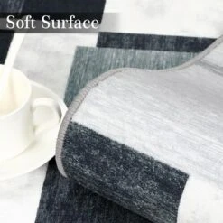 2x6 FT Machine Washable Runner Rug,Modern Geometric Low Pile Non-Slip Hallway, Entryway, Kitchen & Laundry Area Rug, Grey