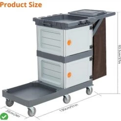 Commercial Cleaning Carts On Wheels - 3-Shelf Janitorial Cart With 2 Lockable Cabinets & Cover -House Beautiful GUEST 4539de6a e947 49c4 b592 82d25d1727a5