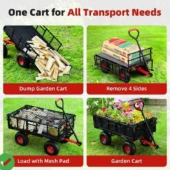 Steel Garden Cart, 880LBS/1400LBS Heavy Duty Garden Dump Cart, Meatl Utility Wagon With Removable Sides & 180° Rotating Handle -House Beautiful GUEST 456f4fd3 d10c 425b 9ca3 8ca943a55d5a