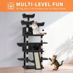68.5-Inch Heavy-Duty Cat Tree For Large Cats & Indoor Cats, Multi-Level Cat Tower With 2 Condos, Plush Perches, Sisal Scratching Posts