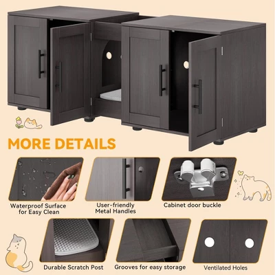 55 Inch Cat Litter Box Enclosure For 2 Cats, Large Hiddden Litter Box Enclosure Furniture 3-in-1 Wooden Cat Washroom Furniture With Barn Door White 7 55 Inch Cat Litter Box Enclosure For 2 Cats, Large Hiddden Litter Box Enclosure Furniture 3-in-1 Wooden Cat Washroom Furniture With Barn Door White - Image 5