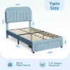 Kids Bed Frame,Twin Kids Bed Frame With Bookcase Headboard, Velvet Upholstered Platform Bed Frame With Under-Bed Drawer -House Beautiful GUEST 45f150a9 6359 4eeb a4d6 98f8379fafe9