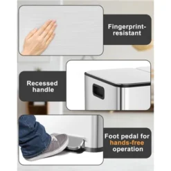 90L Three Compartment Trash Can With Soft-Close Lid, Rectangle Step Trash Can, Fingerprint-Resistant Stainless Steel Garbage Bin For Kitchen 12 90L Three Compartment Trash Can With Soft-Close Lid, Rectangle Step Trash Can, Fingerprint-Resistant Stainless Steel Garbage Bin For Kitchen -House Beautiful GUEST 45fe6f95 7891 43e4 b3cf e32620873f83