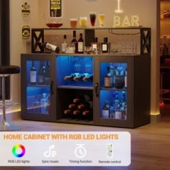 Freestanding Liquor Cabinet Bar For Home Living Room, Office, Dining Room, Kitchen Sideboard Bar Cabinet With LED Lights -House Beautiful GUEST 477719d8 2497 4fc5 a5be 46bd665a9aa4