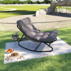 Rocking Chair, Egg Style Indoor/Outdoor, Thick Cushioned Patio Rocker With Sturdy Base -House Beautiful GUEST 48306d74 ad8d 4892 b28d cf7774d3c42b