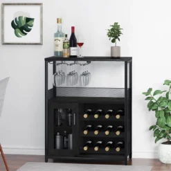 Wine Bar Rack Cabinet With Detachable Wine Rack, Coffee Barwith Glass Holder, Small Sideboard And Buffet Cabinet With Mesh Door -House Beautiful GUEST 48a82c10 490d 49da ab7c db4f1683f94c