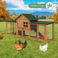 Jojoka Pet Wooden Rabbit Hutch, Outdoor Chicken Coop, Double Side Runs, Removable Tray, Ramps, Weatherproof Roof -House Beautiful GUEST 49478e26 1f16 4999 8621 f2152469ee19