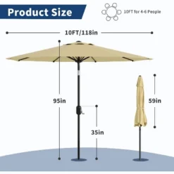 Jojoka 10FT Patio Umbrella With 8 Sturdy Ribs,Table Umbrella With Push Button Tilt And Crank 17 Jojoka 10FT Patio Umbrella With 8 Sturdy Ribs,Table Umbrella With Push Button Tilt And Crank -House Beautiful GUEST 49ab82d9 7f0a 4478 971e 54f96b22cff1