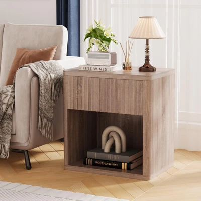 Fluted Night Stand Set Of 2, Modern Farmhouse Nightstand, 22" Large Bedside Table, End Table With Storage 6 Fluted Night Stand Set Of 2, Modern Farmhouse Nightstand, 22" Large Bedside Table, End Table With Storage - Image 4