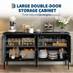 Large Sideboard Cabinet, 59" Modern Credenza Buffet Table Coffee Bar Wine Bar, Storage Cabinet With Adjustable Shelves 15 Large Sideboard Cabinet, 59" Modern Credenza Buffet Table Coffee Bar Wine Bar, Storage Cabinet With Adjustable Shelves -House Beautiful GUEST 4a99e8a1 25d2 4d8d 8807 24b27484161c