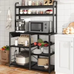 Microwave Stand Bakers Rack With Power Outlet, Kitchen Baker Rack With Wire Basket 17 Microwave Stand Bakers Rack With Power Outlet, Kitchen Baker Rack With Wire Basket -House Beautiful GUEST 4b203e2e 0b95 4803 a20c 9cd53fd87926