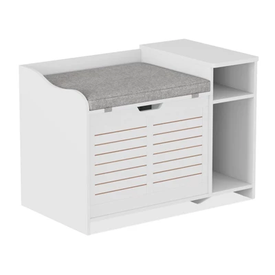 Cat Litter Box Enclosure With Top Opening & Cushion, Wooden Cat Washroom Furniture With Storage – 23" L X 19" W X 16" H, Grey 12 Cat Litter Box Enclosure With Top Opening & Cushion, Wooden Cat Washroom Furniture With Storage – 23" L X 19" W X 16" H, Grey - Image 10