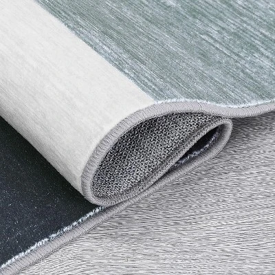 2x6 FT Machine Washable Runner Rug,Modern Geometric Low Pile Non-Slip Hallway, Entryway, Kitchen & Laundry Area Rug, Grey 5 2x6 FT Machine Washable Runner Rug,Modern Geometric Low Pile Non-Slip Hallway, Entryway, Kitchen & Laundry Area Rug, Grey - Image 3