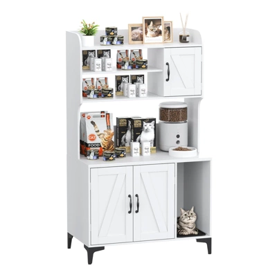 Cat Litter Box Enclosure With 4 Shelves & Storage Cabinet, 51.1 Inch Tall Hidden Cat Furniture With Scratch Pad, Multi-Functional Indoor Cat House 13 Cat Litter Box Enclosure With 4 Shelves & Storage Cabinet, 51.1 Inch Tall Hidden Cat Furniture With Scratch Pad, Multi-Functional Indoor Cat House - Image 11