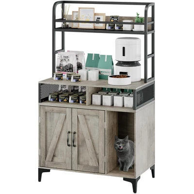 Hidden Cat Litter Box Enclosure Furniture With Shelf Storage And 2 Doors 9 Hidden Cat Litter Box Enclosure Furniture With Shelf Storage And 2 Doors - Image 7