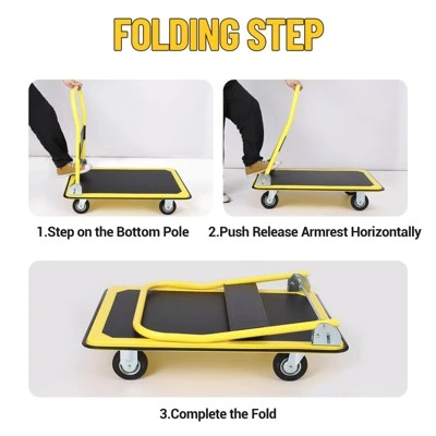 Heavy Duty Foldable Platform Hand Truck, Rolling Push Cart Dolly, Portable Moving Cart For Storage 6 Heavy Duty Foldable Platform Hand Truck, Rolling Push Cart Dolly, Portable Moving Cart For Storage - Image 4