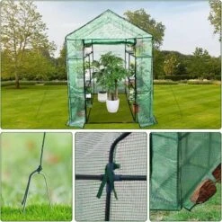 Walk-in Greenhouse With Roll-Up Zipper Door,57 X 57 X 76'' Portable Indoor And Outdoor Green House,3-Tier 6 Shelves Greenhouse -House Beautiful GUEST 4c9f4a77 c4c9 4360 9202 4840e358b2e0