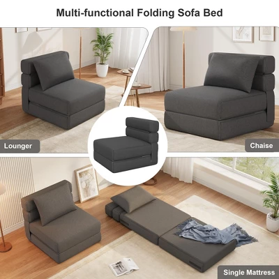 Folding Sofa Bed - Convertible Sleeper Chair With Upgraded Pillow, Sleeper Couch Linen Fabric, Foldable Memory Foam Sleepers Comfy Floor Sofa 6 Folding Sofa Bed - Convertible Sleeper Chair With Upgraded Pillow, Sleeper Couch Linen Fabric, Foldable Memory Foam Sleepers Comfy Floor Sofa - Image 4