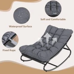 Rocking Chair, Egg Style Indoor/Outdoor, Thick Cushioned Patio Rocker With Sturdy Base -House Beautiful GUEST 4d300fc0 01ec 4ec2 b4a5 396c3acd9827