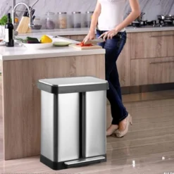 Dual Kitchen Trash Can, Stainless Steel Double Garbage Bin With 2 Compartment, Soft Close Lid, Step Pedal, Removable Buckets -House Beautiful GUEST 4dda1d1d 666b 4a18 af22 b89b4cea8313