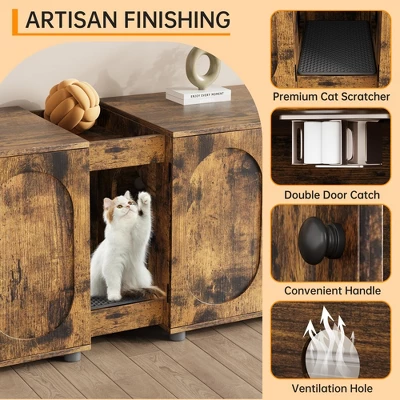 Cat Litter Box Enclosure With Removable Tray, Storage Cabinet & Easy Entry For A Tidy, Odor-Free Home 9 Cat Litter Box Enclosure With Removable Tray, Storage Cabinet & Easy Entry For A Tidy, Odor-Free Home - Image 7