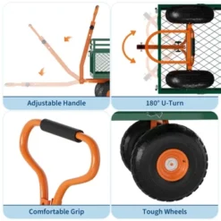 Steel Garden Cart With 10" Wheels, Wagon Cart, Removable Sides, 180° Handle For Lawn, Farm, Outdoor -House Beautiful GUEST 4e7cb313 085f 44e4 aec3 a88a312de70e