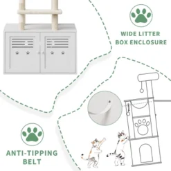 75.6-Inch Tall Cat Tree With Litter Box Enclosure, 2-in-1 Modern Large Cat Tree With Hidden Litter Box Furniture, Indoor Cats Tower With Double Condos -House Beautiful GUEST 4e9bae86 ad65 4673 860b fb7a5a90a37e