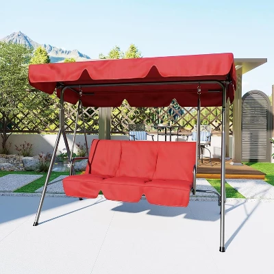 Outdoor Porch Swing Chair With Adjustable Canopy For Adults 3 Seat Glider Bench With Thickened Cushions, Durable Frame 10 Outdoor Porch Swing Chair With Adjustable Canopy For Adults 3 Seat Glider Bench With Thickened Cushions, Durable Frame - Image 8