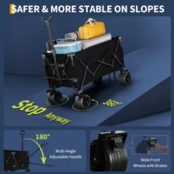 Collapsible Wagon Cart With Wheels, Foldable Utility Heavy Duty Wagon For Camping, All Terrain Beach Cart With Cup Holders -House Beautiful GUEST 4ef5d631 1ad5 4d4d 80e9 09e4b0f2b284