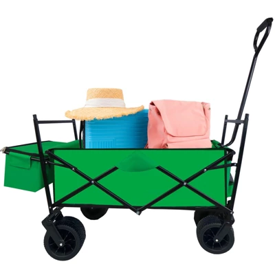 Collapsible Folding Wagon Cart With 7" All Terrain Wheels, Heavy Duty Utility Wagon For Grocery Shopping, Camping, Beach, Outdoor Events, Green 11 Collapsible Folding Wagon Cart With 7" All Terrain Wheels, Heavy Duty Utility Wagon For Grocery Shopping, Camping, Beach, Outdoor Events, Green - Image 9