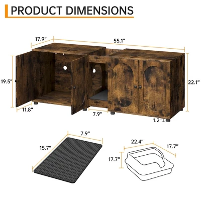 Cat Litter Box Enclosure With Removable Tray, Storage Cabinet & Easy Entry For A Tidy, Odor-Free Home 4 Cat Litter Box Enclosure With Removable Tray, Storage Cabinet & Easy Entry For A Tidy, Odor-Free Home - Image 2