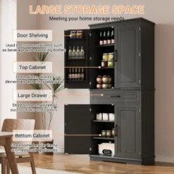 Jojoka Tall Cabinet With Drawer,6 Doors And Adjustable Shelves,Kitchen Pantry Storage Cabinet For Dining Room -House Beautiful GUEST 5063bd57 b5c6 4b20 8df4 1ec7a88d7ebc