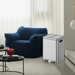 Trash Can With Lids, 3 Compartments Pedal Stainless Steel Kitchen Recyclingtrash Bin With Odor Seal -House Beautiful GUEST 50e574d1 bf5c 46a1 bceb 44b36631a624