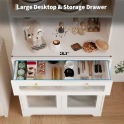 Kitchen Pantry Cabinet, 62 Inch Freestanding Hutch Cupboard With Large Countertop -House Beautiful GUEST 511cc75f daa0 44cc b2f5 558f686dc8a2