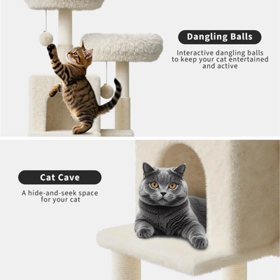 Litter Box Enclosure With Cat Tree Tower And Condo, Hidden Cat Washroom Furniture With Sisal Scratching Post 5 Litter Box Enclosure With Cat Tree Tower And Condo, Hidden Cat Washroom Furniture With Sisal Scratching Post - Image 3