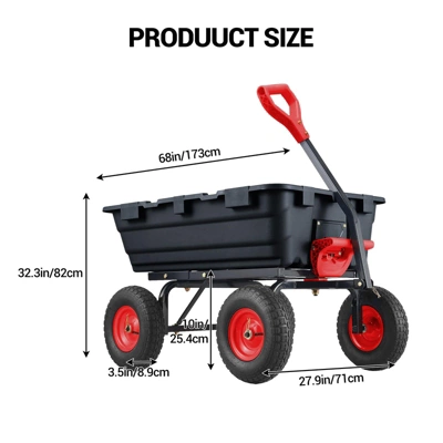 900 Lbs Garden Dump Cart With 10In Tires, Heavy Duty Poly Yard Cart With 180°Rotating Handle And Quick Release System, Utility ATV Trailer 4 900 Lbs Garden Dump Cart With 10In Tires, Heavy Duty Poly Yard Cart With 180°Rotating Handle And Quick Release System, Utility ATV Trailer - Image 2