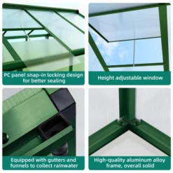 6x8 FT Large Aluminum Greenhouses Heavy Duty Polycarbonate Walk-in Green Houses With Roof Vent For Winter Garden 14 6x8 FT Large Aluminum Greenhouses Heavy Duty Polycarbonate Walk-in Green Houses With Roof Vent For Winter Garden -House Beautiful GUEST 51d4ee4c 5894 484b be7c 5d50db2c7f70