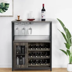 3-Tier Wine Bar Cabinet With Detachable Wine Rack And Drawer, Industrial Sideboard And Buffet Cabinet -House Beautiful GUEST 521bc4d1 eb75 4227 824c bcff5c4c06ea