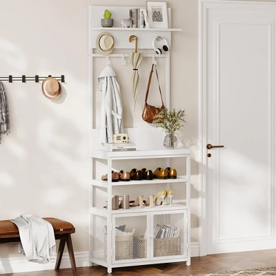 Coat Rack Shoe Storage 72.8in White Hall Tree With Doors Narrow Coat Tree Shoe Shelf Organizer 3 Coat Rack Shoe Storage 72.8in White Hall Tree With Doors Narrow Coat Tree Shoe Shelf Organizer