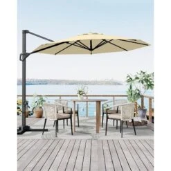10FT Cantilever Patio Umbrella With Cross Base 360° Rotation Market Outdoor Umbrella For Patio -House Beautiful GUEST 52fbc3d1 b0f3 449e 8f52 267a38608ad8