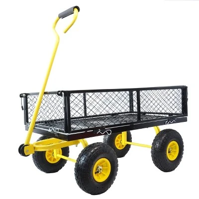 Heavy Duty Garden Cart, Utility Metal Wagon With Removable Mesh Sides And 180° Rotating Handle 9 Heavy Duty Garden Cart, Utility Metal Wagon With Removable Mesh Sides And 180° Rotating Handle - Image 7