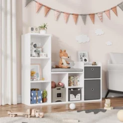 Toy Storage Organizer With Reading Nook, 44.1" Wide Kids Bookshelf, 6-Cubby Bookcase Bench W/ Seat Cushion & 2 Drawers For Nursery, Playroom, Bedroom 10 Toy Storage Organizer With Reading Nook, 44.1" Wide Kids Bookshelf, 6-Cubby Bookcase Bench W/ Seat Cushion & 2 Drawers For Nursery, Playroom, Bedroom -House Beautiful GUEST 53e0ef49 d51f 4555 b122 8a82cab7b53a