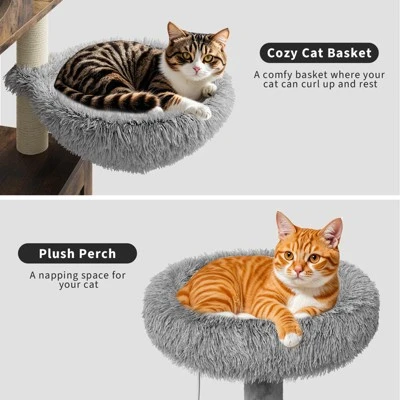 54.3-Inch Cat Tree With Litter Box Enclosure 2-in-1 Modern Cat Tower With Cat Condo 5 54.3-Inch Cat Tree With Litter Box Enclosure 2-in-1 Modern Cat Tower With Cat Condo - Image 3